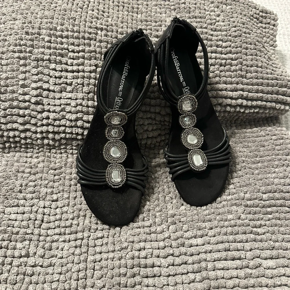 Croft & Barrow Black Sandals with Metallic Accents